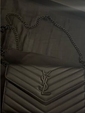 Saint Laurent Black Quilted Chevron Chain Crossbody